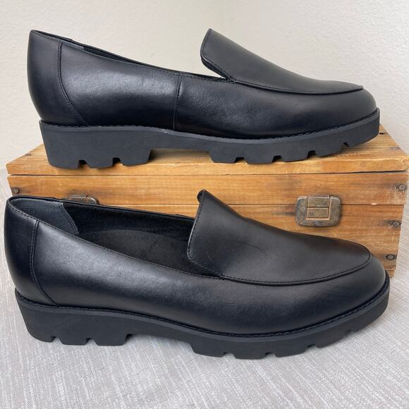 Vionic Kensley Black Leather Lug Sole Loafers Women’s 9 Comfort Shoes Orthotic - Picture 6 of 10